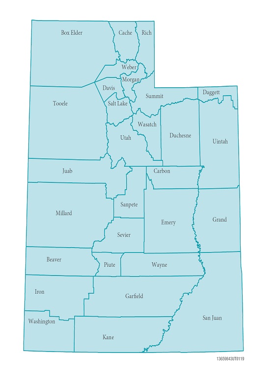 Mapa del área de servicio de Utah